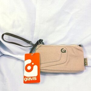 Gravis Canvas Wristlet Pouch Khaki Travel Hiking  8 x 4 Inch